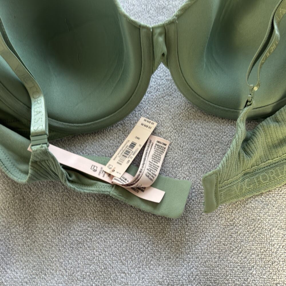 Victoria’s Secret Lightly Lined T-Shirt Bra 36C Sage Green Ribbed New With Tags - Picture 6 of 11